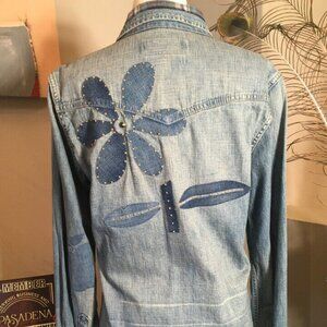 The Golden State Blue Cotton Distressed Shirt